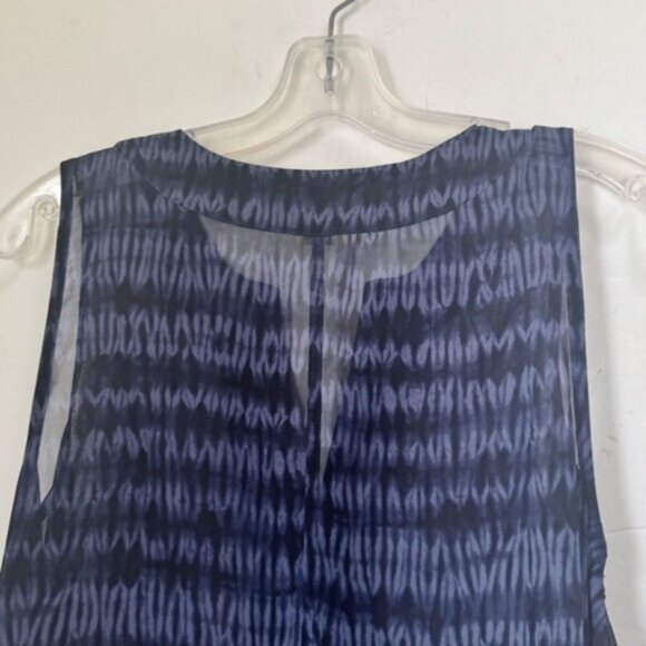 Michael Kors Beaded Asymmetrical Boho Top VNeck Lightweight Blouse Print Blue S - Picture 9 of 16